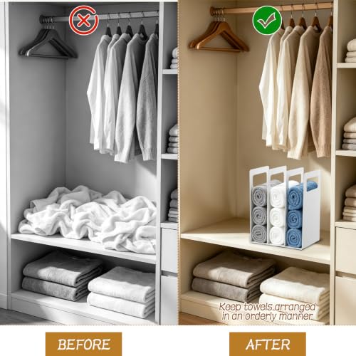 Interlocking Metal Towel Organizer Set - Adjustable Bathroom Shelf Rack, 4-Pack