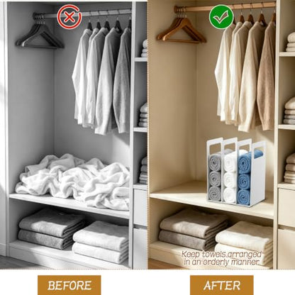 Interlocking Metal Towel Organizer Set - Adjustable Bathroom Shelf Rack, 4-Pack