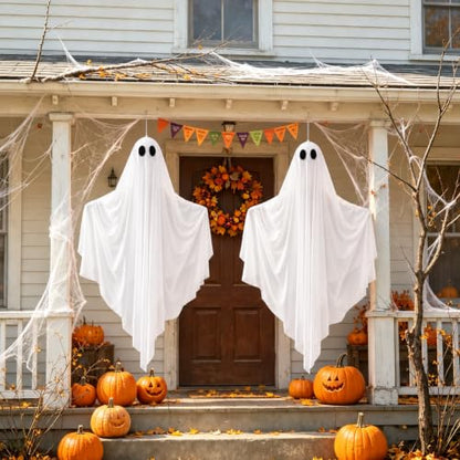 4 FT Hanging Ghost Decorations - Halloween Decor Indoor Outdoor 2 Pack
