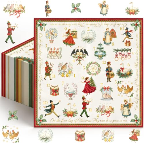Christmas Paper Luncheon Napkins 50 Pack - 12 Days of Christmas Theme