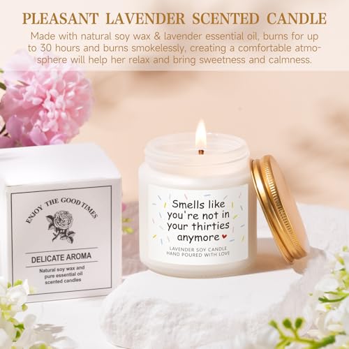 40th Birthday Gifts for Women - Canvas Tote Bag Glass Candle & More - Variation of 40th