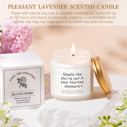 40th Birthday Gifts for Women - Canvas Tote Bag Glass Candle & More - Variation of 40th