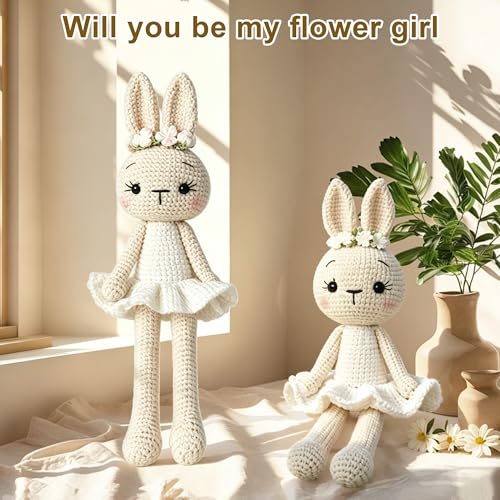Flower Girl Proposal Gift Handmade Crochet Bunny - Will You Be My Flower Girl Variation of Crochet Bunny (1 Piece)