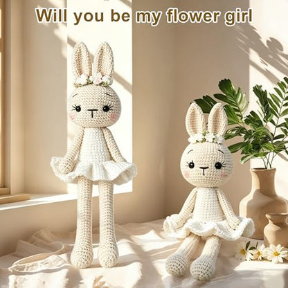 Flower Girl Proposal Gift Handmade Crochet Bunny - Will You Be My Flower Girl Variation of Crochet Bunny (1 Piece)