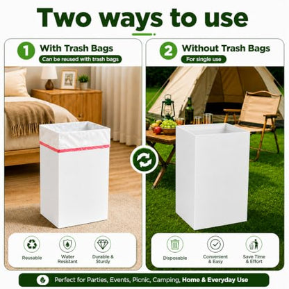 6 Pack 13 Gallon Disposable Pop Up Trash Cans for Parties and Events