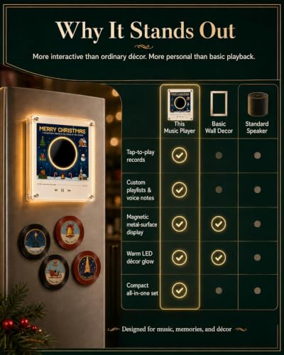 Christmas Vinyl Mini Record Player Fridge Magnet with 9 Discs - Santa Claus Variation