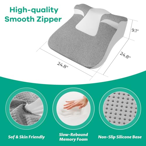 Gray Snoring Pillow with Memory Foam Support for Sleep Apnea & Side Sleepers