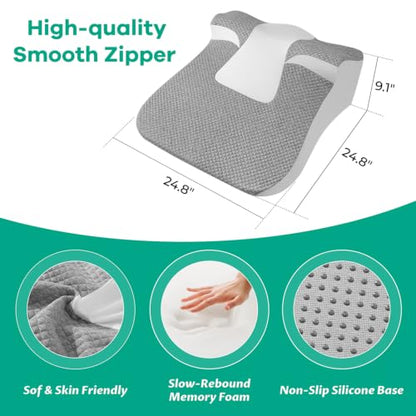 Gray Snoring Pillow with Memory Foam Support for Sleep Apnea & Side Sleepers