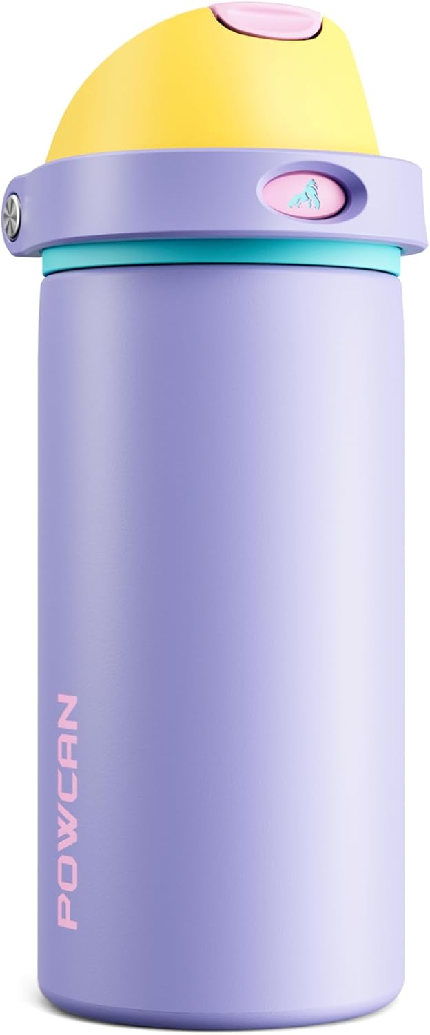 POWCAN Insulated Water Bottle - 18 oz Leakproof Design with 2-in-1 Spout & Straw | Cold for 24 Hours, Fits Car Cup Holder, Ideal Gift for Women & Girls (Tangled Shine)
