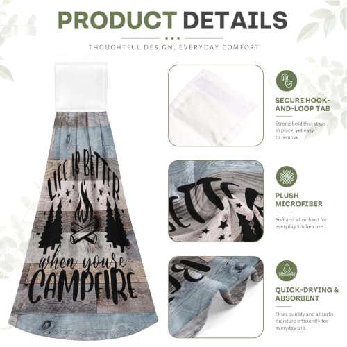 Rustic Camping Camper Hanging Kitchen Towels 4-Pack - Microfiber Decorative Towels