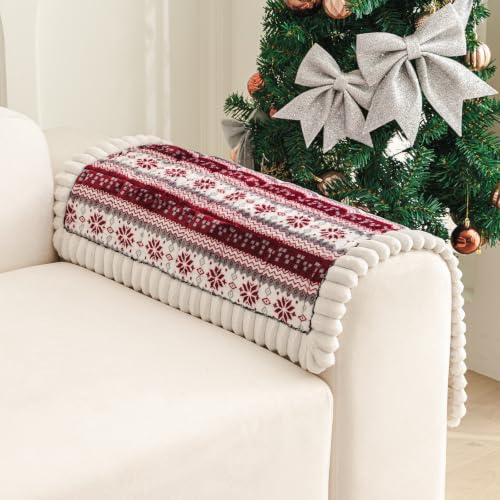 Christmas Plush Sofa Cover for Pet, Single Seater 28x28 Inches - Dark Red