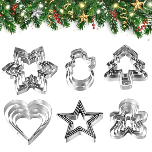 Christmas Cookie Cutter Set 30 Pcs Various Sizes - Stainless Steel Baking Molds