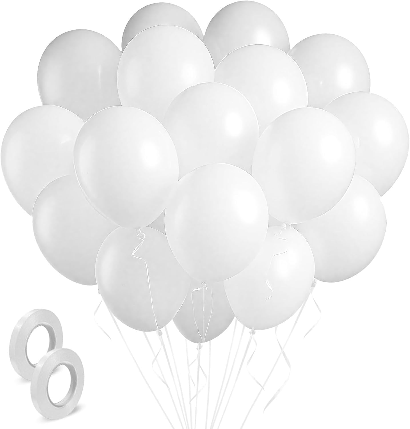 White Balloons - 100 Pack 12-Inch Latex Birthday Decorations for Weddings & Parties
