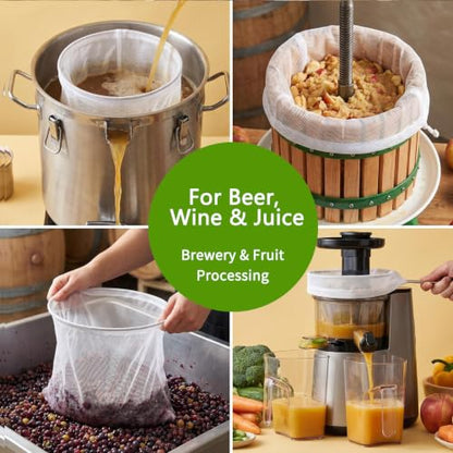 Heavy Duty Nylon Mesh Fruit Wine Press Filter Bags 18.9 x 17.3 Inch - 2 Pack