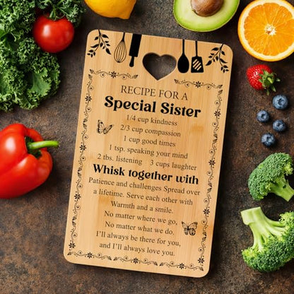 Personalized Sister Gift Cutting Board from Bamboo - Birthday & Holiday Gift from Sister - 13x8 Inches - Variation: Sister