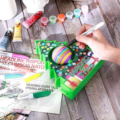 Sratte 2'' Christmas Tree DIY Plain Ball Ornament Making Kit Decoration Blank White Ball Ornaments for DIY Craft Activities for Tree and Gift Box Ornaments(12 Pcs)