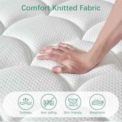 White 12 Inch Queen Hybrid Mattress - Medium Firm Support, Boxed Bed
