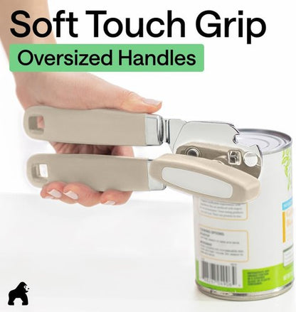 GORILLA GRIP Heavy Duty Can Opener - Smooth Edge Design with Comfortable Handle | Oversized Knob, Almond