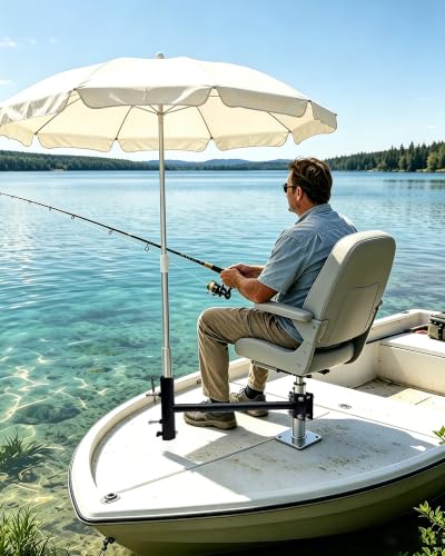 Boat Seat Umbrella Holder Clamp for Pin Post, Heavy-Duty Marine Mount