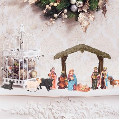 Nativity Scene Set 27 Pieces Christmas Figures Baby Jesus Holy Family Stable Model with Trees & Moss - Realistic Design (Variation of THIS listing)