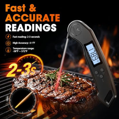 DOQAUS Digital Meat Thermometer Night Black Instant Read Kitchen Tool