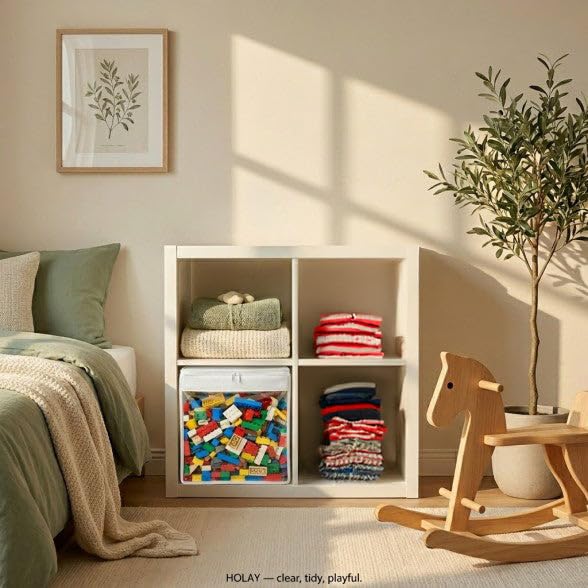 Clear Storage Organizer Bin with Floor Mat and Lid - Kids Toy Storage