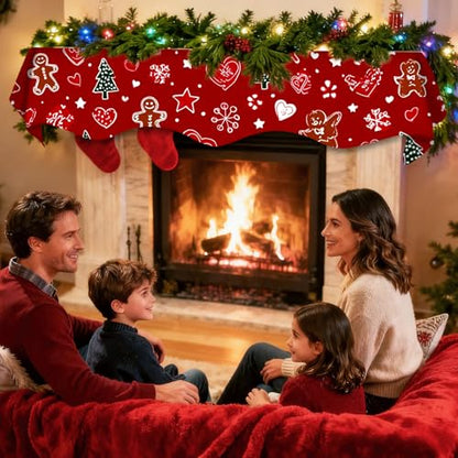 Gingerbread Christmas Mantel Scarf - Nuxovilar 19x79 Inches Holiday Decor CC01202