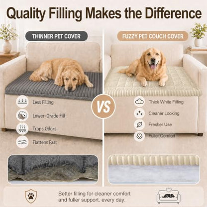 DecorUhome Non-Slip Plush Couch Cover for Dogs Beige 27.6x59 Inches
