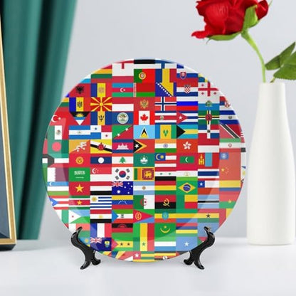 10-Inch World Country Flag Ceramic Decorative Plate for Home Display