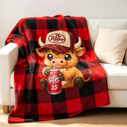 Funny Dr Pepper Pattern Throw Blanket 80x60 Inches - Cow Print