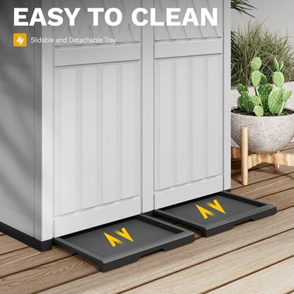 76 Gallon Dual-Can Trash Bin with Weather-Resistant Resin - Grayish-White