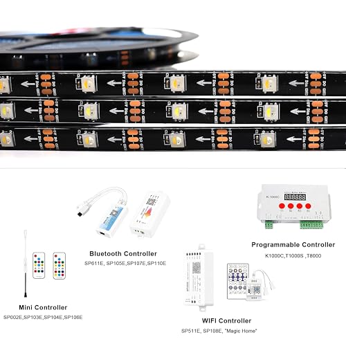 DC5V RGBW LED Strip Light 16.4ft 150 LEDs IP65 Individually Addressable Multi-Color