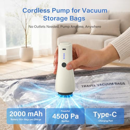 Vacuum Storage Bags with Cordless Pump 16-Piece Combo Set - Space Saver Travel Organizer