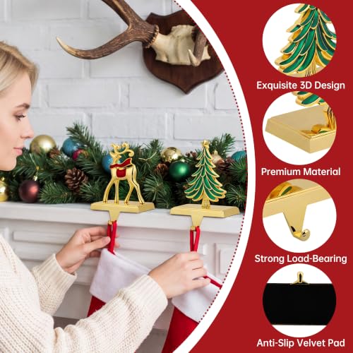 Christmas Stocking Holders Set of 4 with Reindeer Snowman Snowflake 3D Design