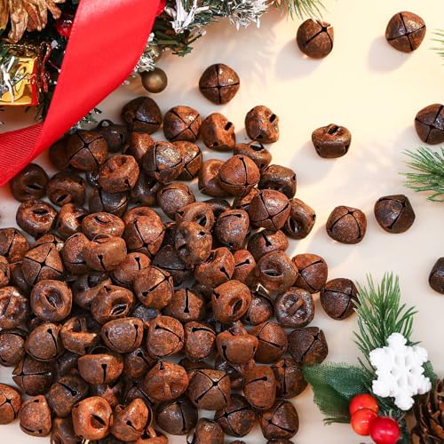 240 Pcs Rustic Christmas Jingle Bells - 0.4 Inch Metal Craft Decorations
