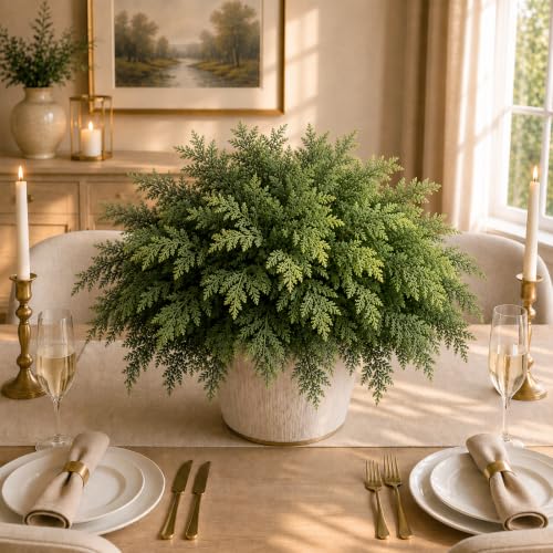 12 Pcs Cedar Stems for Christmas Vase Decor - 18 Inch Faux Touch Branches