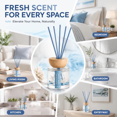 Ocean Mist Diffuser with Sticks - Blue 3.4 Fl Oz Home Fragrance