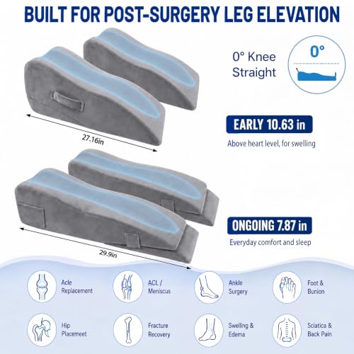 Double Leg Elevation Pillow Set of 2 for Post-Surgery Support