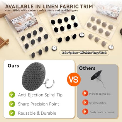 Upholstery Twist Pins 12pcs Grey Fabric Covered Bedskirt Clips - Locking & Invisible Design