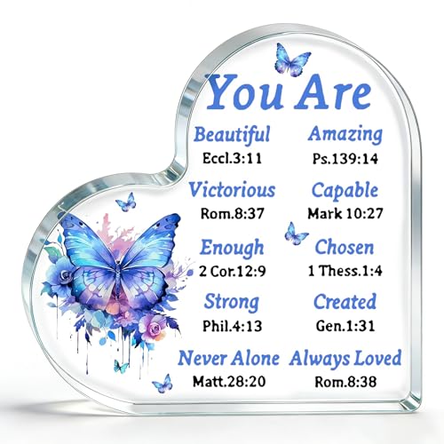Blue Butterfly Acrylic Christian Gift for Women Inspirational Religious Decor