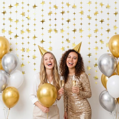 Gold Star Garland Decorations - 52 Feet Double-Sided Hanging Stars for Parties