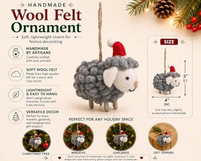 Christmas Felt Ornaments Sheep Handmade Holiday Tree Decoration - Variation of Sheep
