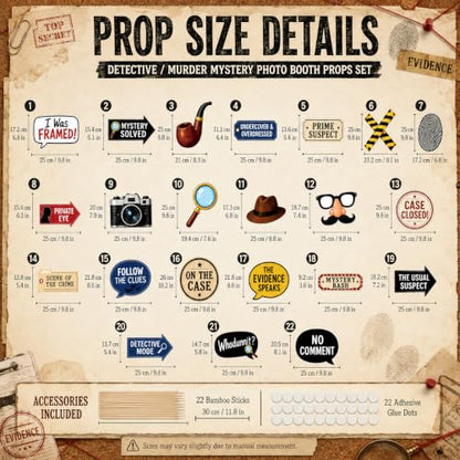 22-Piece Murder Mystery Photo Booth Props Set for Detective Party