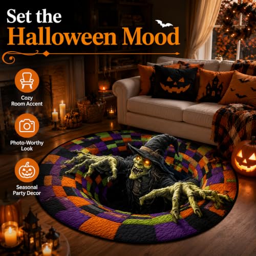 Halloween 3D Candy Corn Optical Illusion Rug - Indoor Round Mat, 80cm/31.5in Variation D