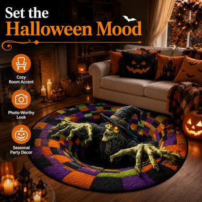 Halloween 3D Candy Corn Optical Illusion Rug - Indoor Round Mat, 80cm/31.5in Variation D