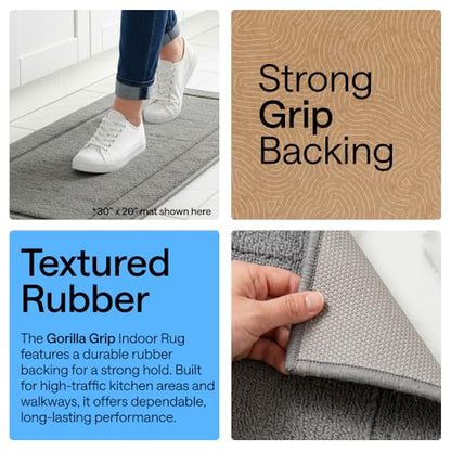 Gorilla Grip Kitchen Rug 30x20 Gray - Non-Slip Floor Mat for High Traffic