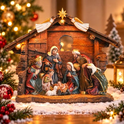 Lighted Nativity Scene Set for Christmas Indoor Decoration - 4 Pieces