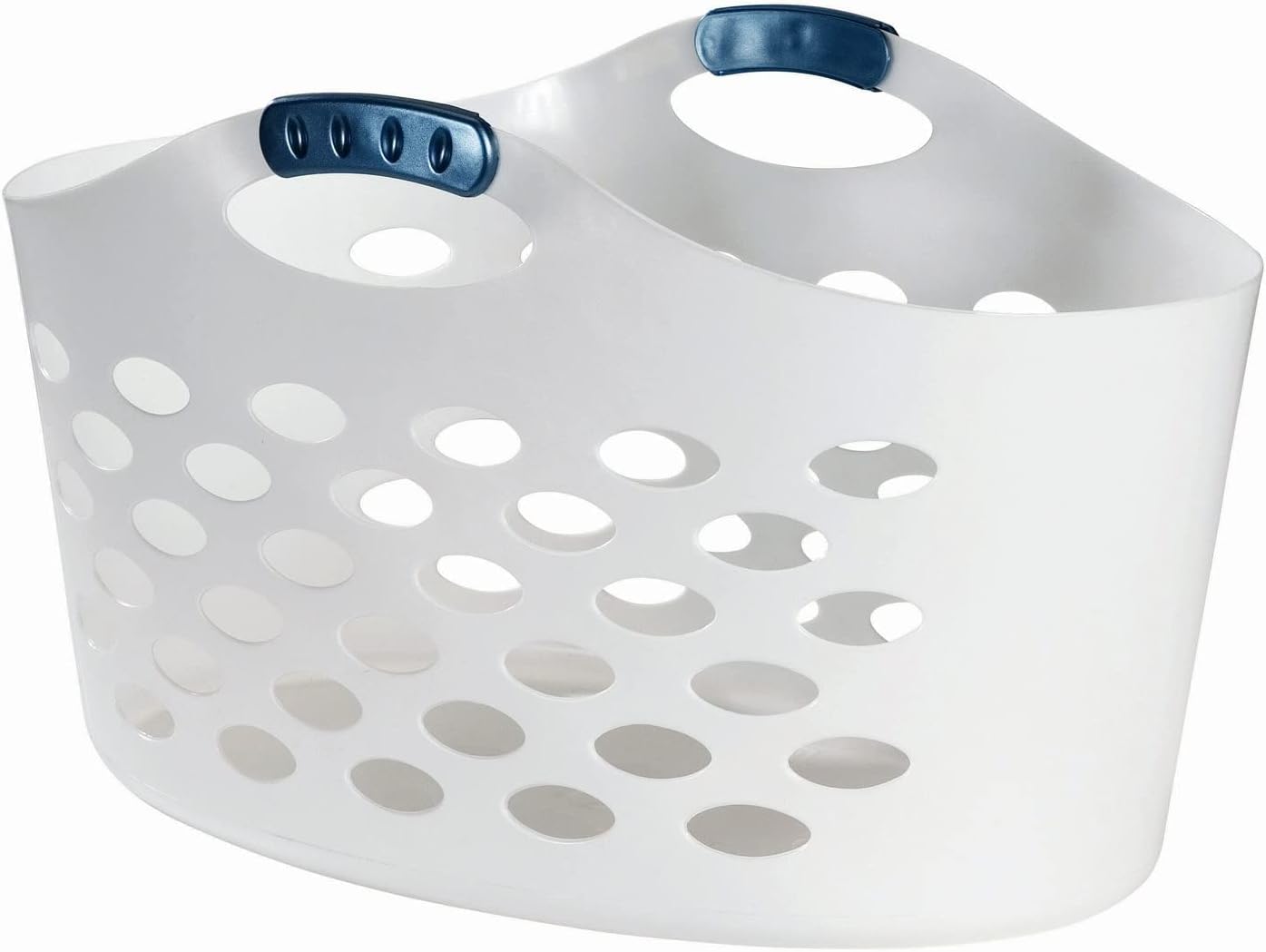 Rubbermaid Flex N Carry Laundry Basket - 1.5 Bushel Capacity, Durable & Portable, White