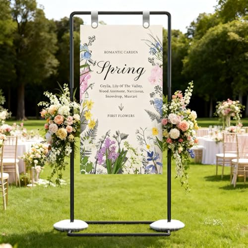 Wedding Welcome Sign Stand Display Easel with Adjustable Height & Black Matte Finish