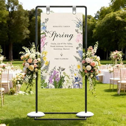 Wedding Welcome Sign Stand Display Easel with Adjustable Height & Black Matte Finish